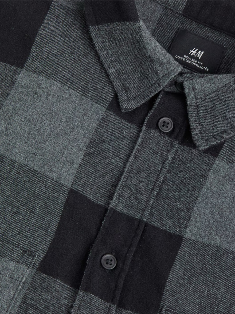H&M Men's Black & Gray Buffalo Check Button-Down Shirt SIZE S NWT - Picture 3 of 3